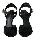 Dolce & Gabbana Black Suede Crystals Keira Sandals Shoes