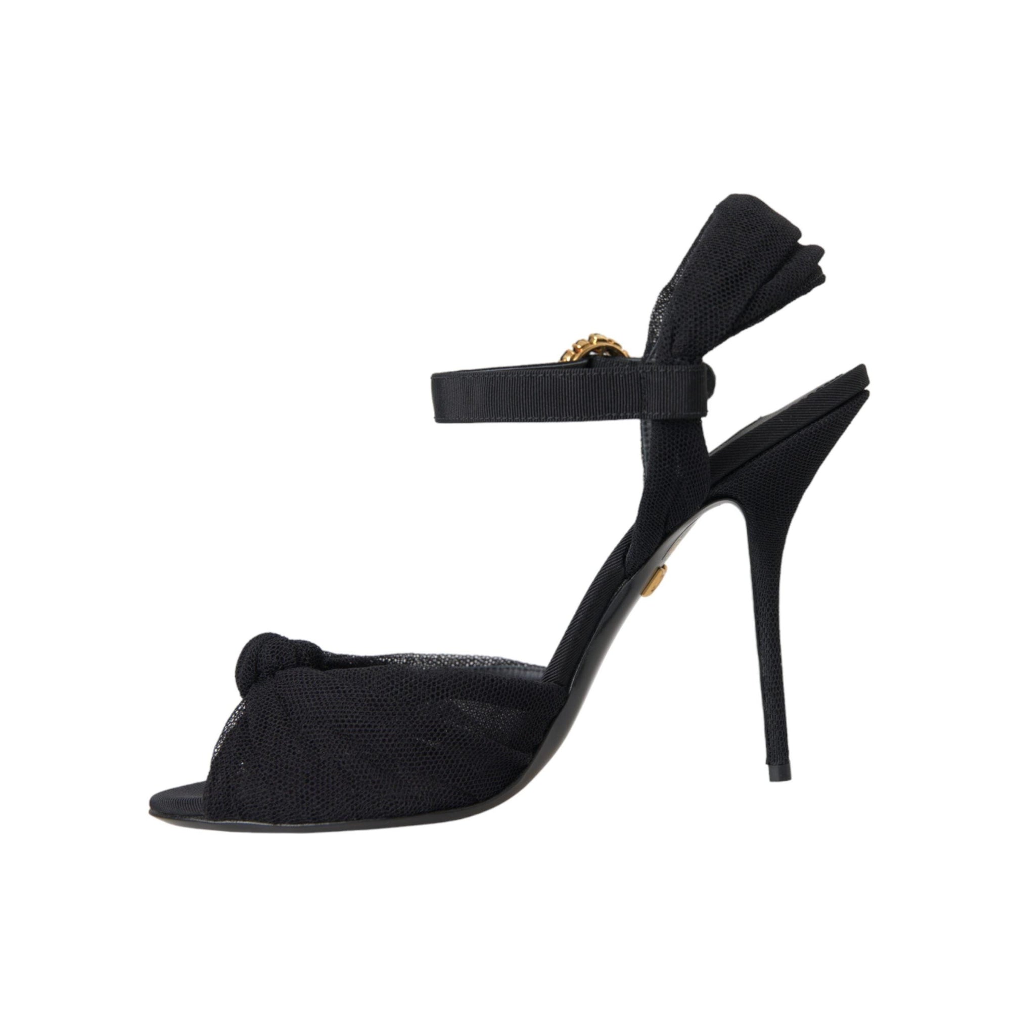 Dolce & Gabbana Black Suede Crystals Keira Sandals Shoes