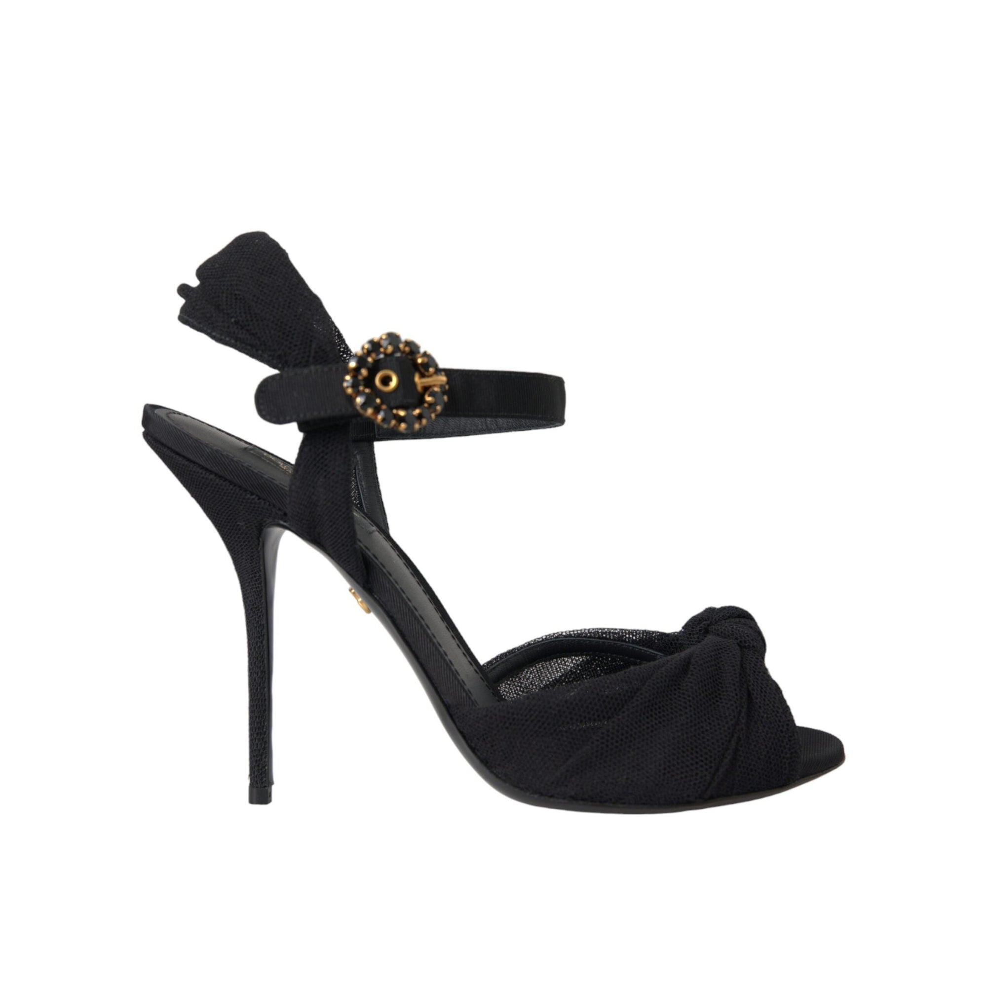 Dolce & Gabbana Black Suede Crystals Keira Sandals Shoes