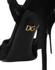 Dolce & Gabbana Black Suede Crystals Keira Sandals Shoes