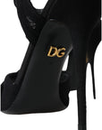 Dolce & Gabbana Black Suede Crystals Keira Sandals Shoes