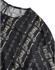 Dolce & Gabbana Black Key Castle Print Silk Blouse T-shirt