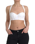 Versace White Viscose Bustier Sleeveless Cropped Top