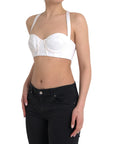 Versace White Viscose Bustier Sleeveless Cropped Top