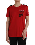 Dolce & Gabbana Red Cotton Graphic Print Crew Neck T-shirt