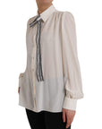 Dolce & Gabbana Off White Long Sleeve Button Down Blouse Top