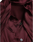 Dolce & Gabbana Maroon Ascot Collar Long Sleeve Top Blouse