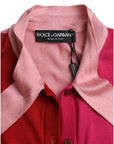 Dolce & Gabbana Pink Short Sleeves Pullover Ascot Collar Top