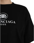 Balenciaga Black Cotton Logo Crew Neck Short Sleeves T-shirt