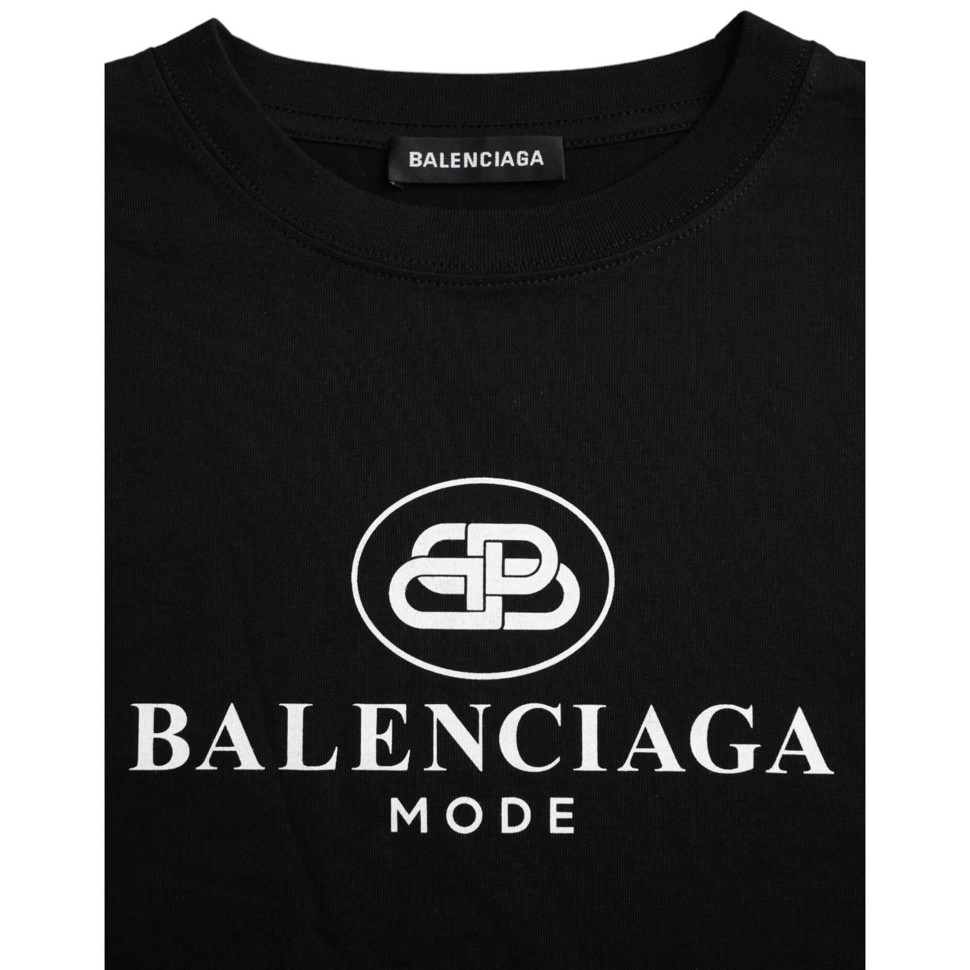 Balenciaga Black Cotton Logo Crew Neck Short Sleeves T-shirt