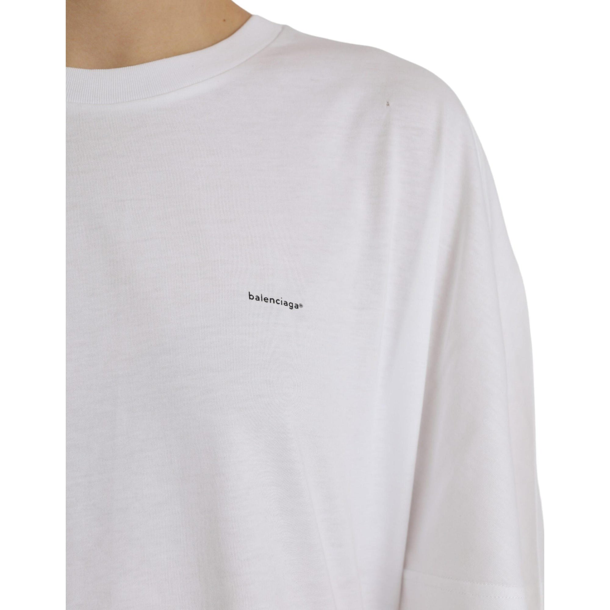 Balenciaga White Cotton Crew Neck Short Sleeves T-shirt
