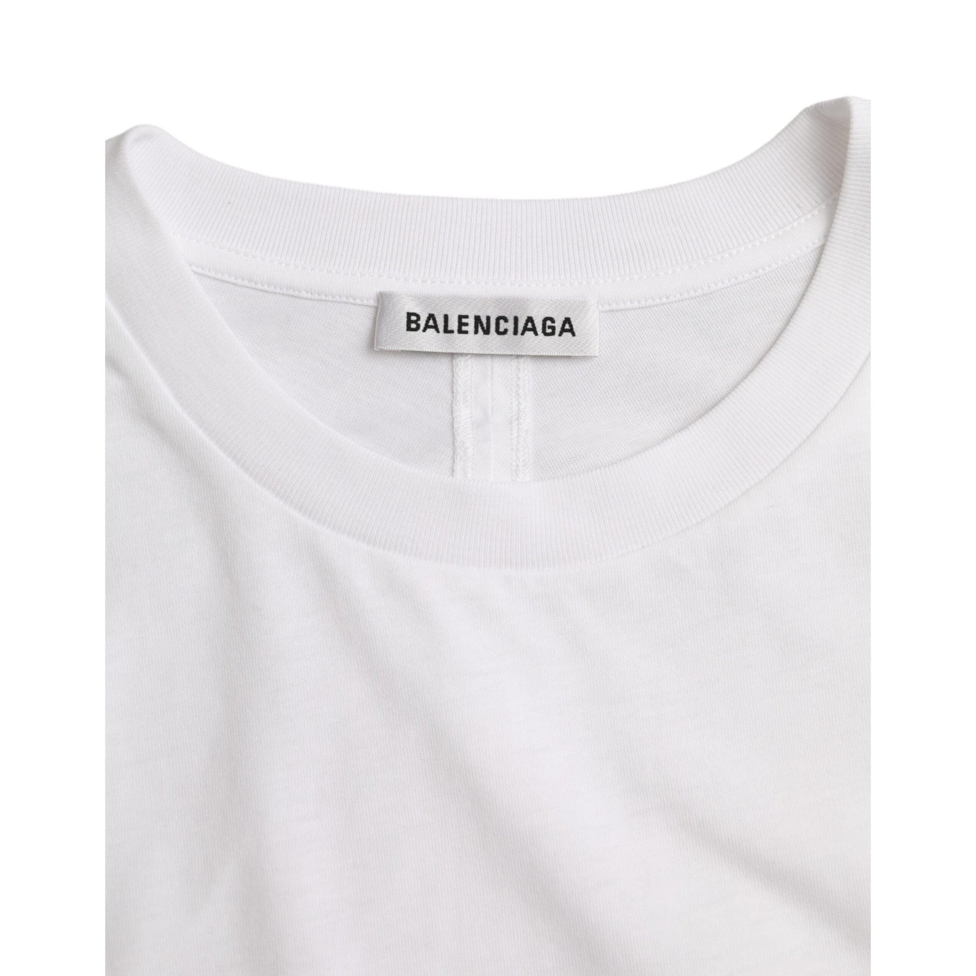 Balenciaga White Cotton Crew Neck Short Sleeves T-shirt