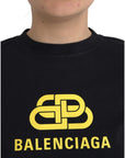 Balenciaga Black Cotton Logo Print Crew Neck Short Sleeves T-shirt