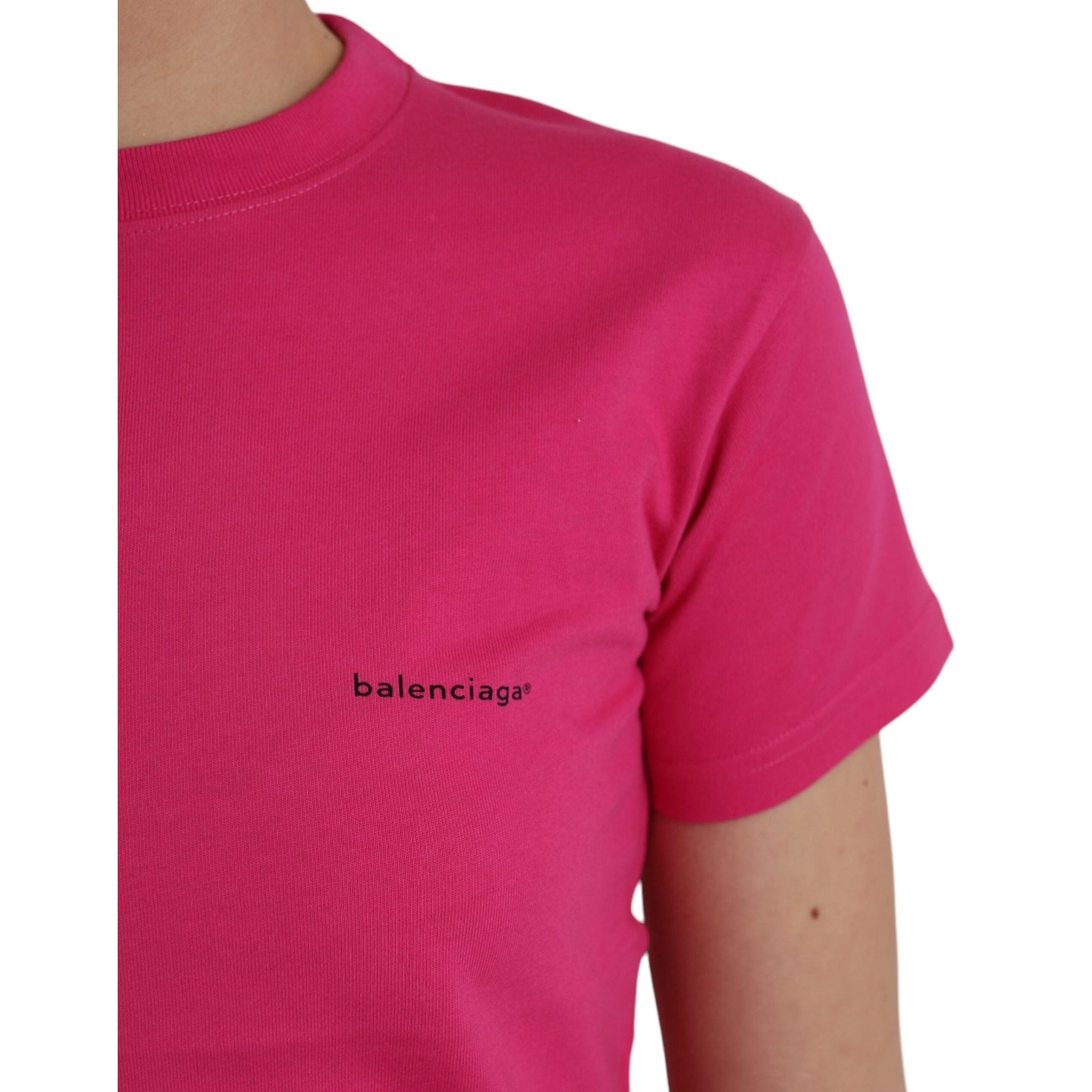 Balenciaga Pink Cotton Crew Neck Short Sleeves Tee Top T-shirt