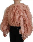 Dolce & Gabbana Pink Ruffles Long Sleeves Pullover Sweater