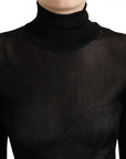 Dolce & Gabbana Black Viscose Turtle Neck Pullover Sweater