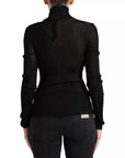 Dolce & Gabbana Black Viscose Turtle Neck Pullover Sweater