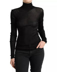 Dolce & Gabbana Black Viscose Turtle Neck Pullover Sweater