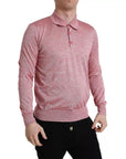 Dolce & Gabbana Pink Polyester Collared Men Pullover Sweater