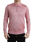 Dolce & Gabbana Pink Polyester Collared Men Pullover Sweater
