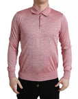 Dolce & Gabbana Pink Polyester Collared Men Pullover Sweater