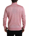 Dolce & Gabbana Pink Polyester Collared Men Pullover Sweater