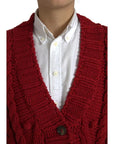 Dolce & Gabbana Red Wool Knit Button Down Cardigan Sweater