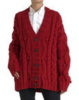 Dolce & Gabbana Red Wool Knit Button Down Cardigan Sweater