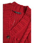 Dolce & Gabbana Red Wool Knit Button Down Cardigan Sweater