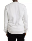 Dolce & Gabbana White Logo Cotton Crew Neck Pullover Sweater