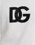 Dolce & Gabbana White Logo Cotton Crew Neck Pullover Sweater