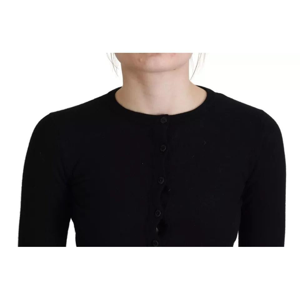 Dolce & Gabbana Black Button Down Slim Cardigan Wool Sweater