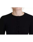 Dolce & Gabbana Black Button Down Slim Cardigan Wool Sweater