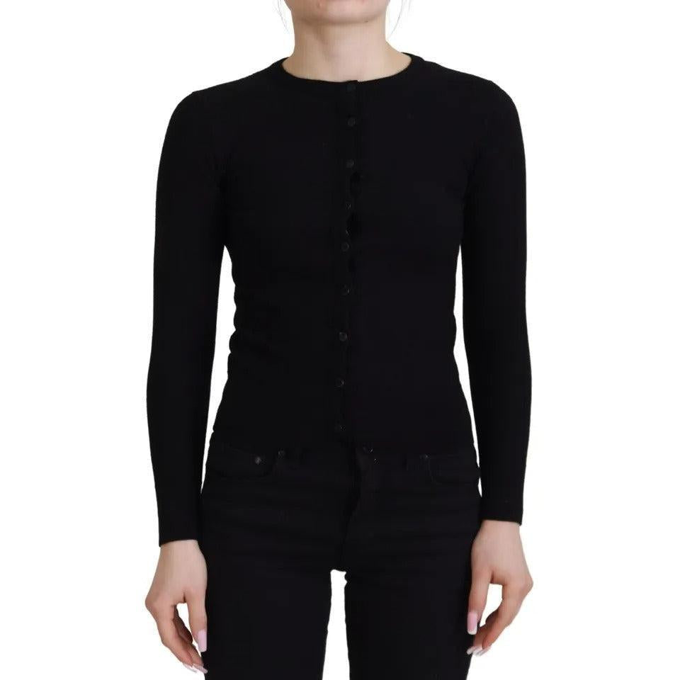 Dolce & Gabbana Black Button Down Slim Cardigan Wool Sweater