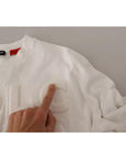 Dolce & Gabbana White Logo Embossed Cotton Sweatshirt Sweater