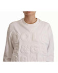 Dolce & Gabbana White Logo Embossed Cotton Sweatshirt Sweater
