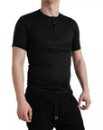 Dolce & Gabbana Black Buttoned Roundneck Short Sleeve T-shirt