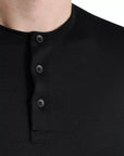 Dolce & Gabbana Black Buttoned Roundneck Short Sleeve T-shirt