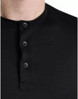 Dolce & Gabbana Black Buttoned Roundneck Short Sleeve T-shirt