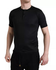 Dolce & Gabbana Black Buttoned Roundneck Short Sleeve T-shirt