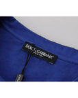 Dolce & Gabbana Blue Logo Print Crewneck Cotton T-shirt