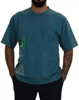Dolce & Gabbana Blue Logo Print Crewneck Tee Cotton T-shirt