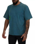 Dolce & Gabbana Blue Logo Print Crewneck Tee Cotton T-shirt