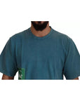 Dolce & Gabbana Blue Logo Print Crewneck Tee Cotton T-shirt