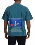 Dolce & Gabbana Blue Logo Print Crewneck Tee Cotton T-shirt