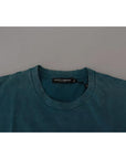 Dolce & Gabbana Blue Logo Print Crewneck Tee Cotton T-shirt