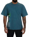 Dolce & Gabbana Blue Logo Print Crewneck Tee Cotton T-shirt