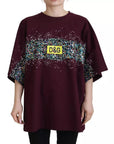 Dolce & Gabbana Bordeaux D&G Print Round Neck Cotton T-shirt