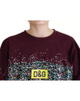 Dolce & Gabbana Bordeaux D&G Print Round Neck Cotton T-shirt