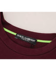 Dolce & Gabbana Bordeaux D&G Print Round Neck Cotton T-shirt